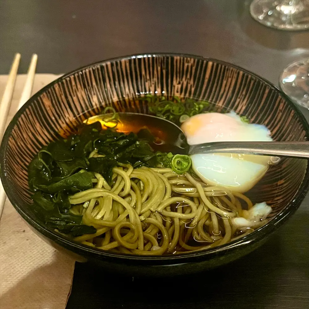 Green Tea Soba & Quail Onsen