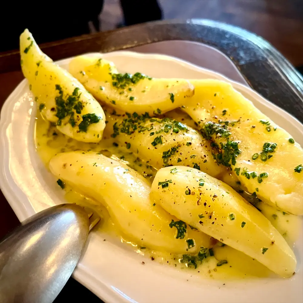 Pink Fir Potatoes, Cultured Butter And Soft Herbs