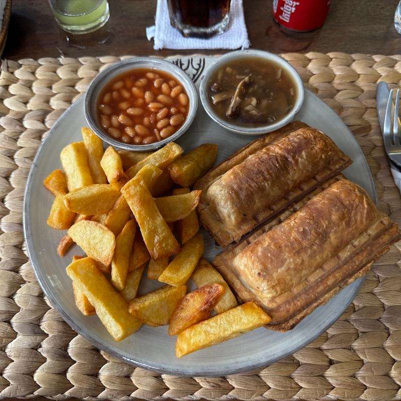 Vegan Sausage Roll And Chips