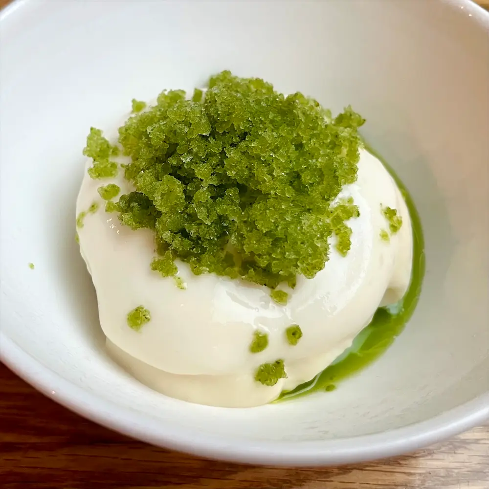 Oysters, Ice Cream, Pickled Celery & Cucumber Granita